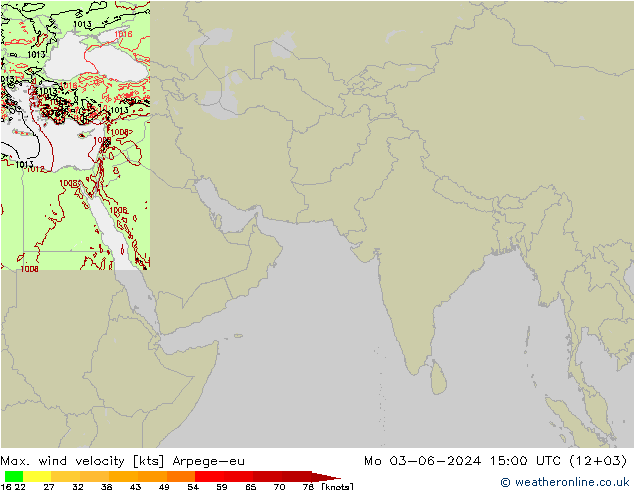 Max. wind velocity Arpege-eu 星期一 03.06.2024 15 UTC