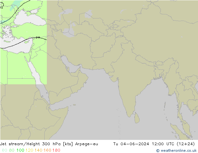 Jet stream/Height 300 hPa Arpege-eu Út 04.06.2024 12 UTC