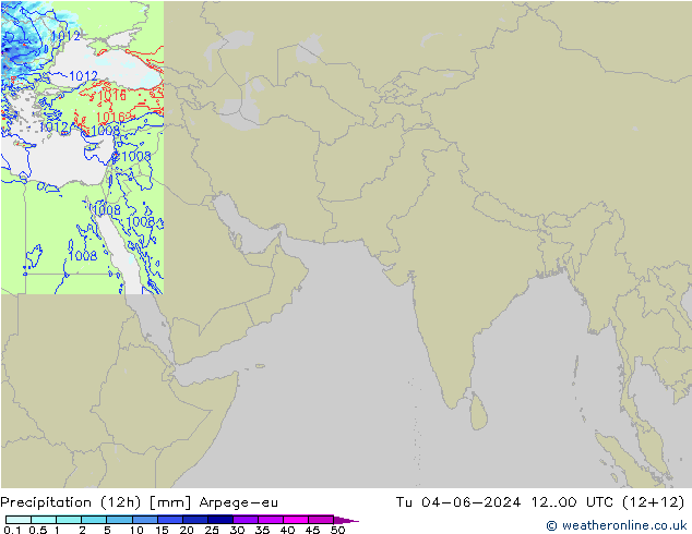 降水量 (12h) Arpege-eu 星期二 04.06.2024 00 UTC