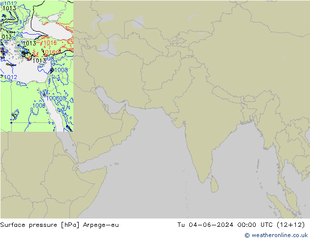 地面气压 Arpege-eu 星期二 04.06.2024 00 UTC