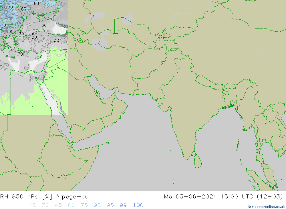 RH 850 hPa Arpege-eu Mo 03.06.2024 15 UTC