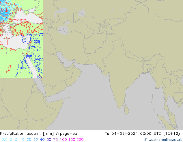 Precipitation accum. Arpege-eu Tu 04.06.2024 00 UTC