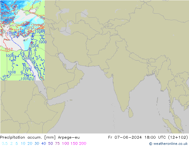 Precipitation accum. Arpege-eu Fr 07.06.2024 18 UTC