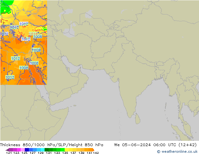 850-1000 hPa Kalınlığı Arpege-eu Çar 05.06.2024 06 UTC