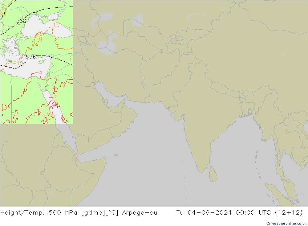 Height/Temp. 500 hPa Arpege-eu 星期二 04.06.2024 00 UTC