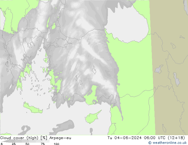 Bulutlar (yüksek) Arpege-eu Sa 04.06.2024 06 UTC