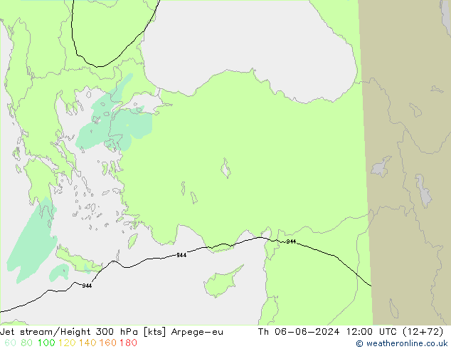 Jet stream/Height 300 hPa Arpege-eu Th 06.06.2024 12 UTC