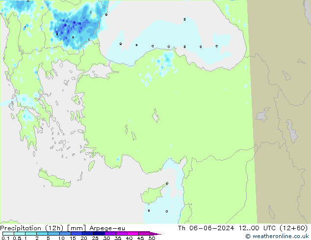 осадки (12h) Arpege-eu чт 06.06.2024 00 UTC