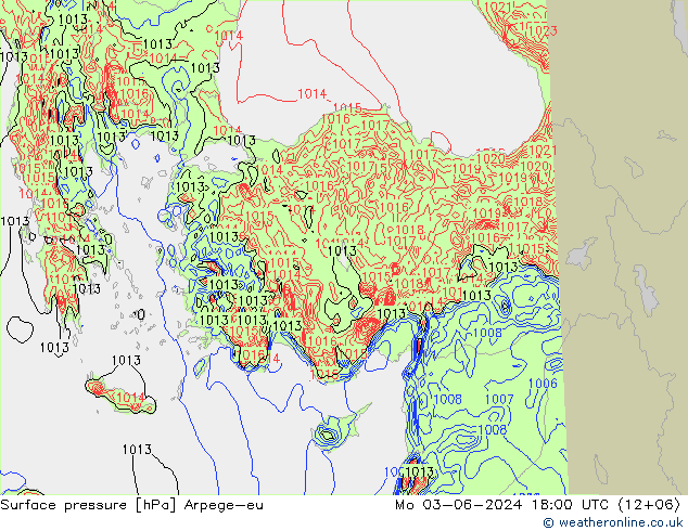 приземное давление Arpege-eu пн 03.06.2024 18 UTC