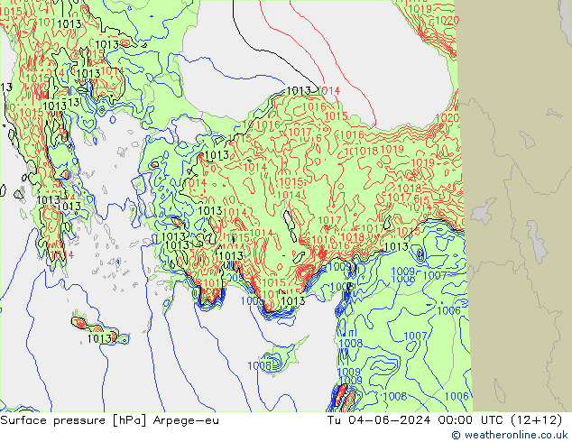 Surface pressure Arpege-eu Tu 04.06.2024 00 UTC