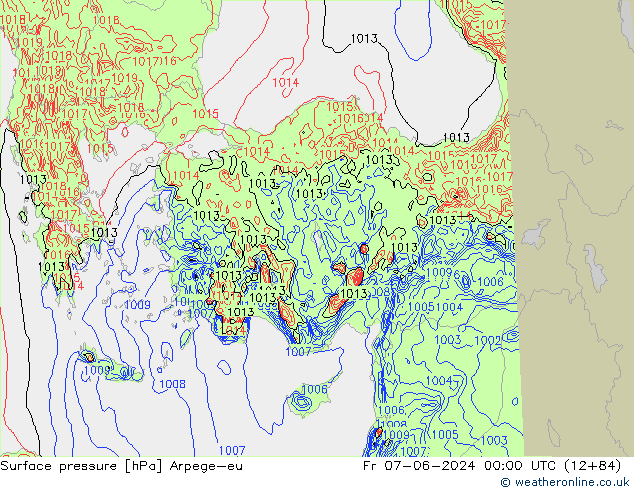 Surface pressure Arpege-eu Fr 07.06.2024 00 UTC