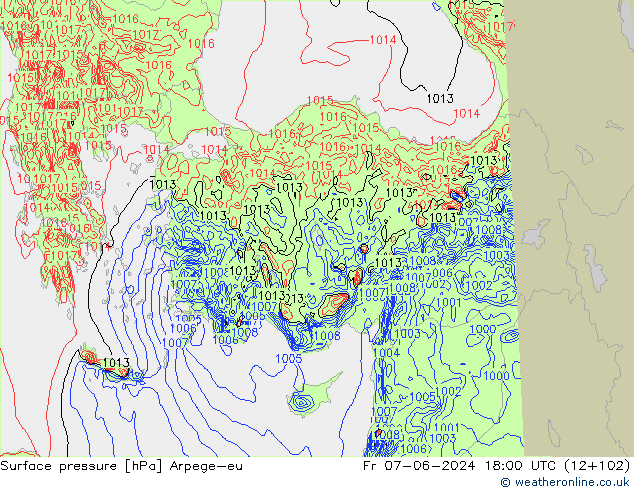 Surface pressure Arpege-eu Fr 07.06.2024 18 UTC