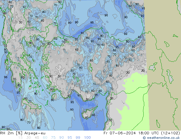 RH 2m Arpege-eu Fr 07.06.2024 18 UTC
