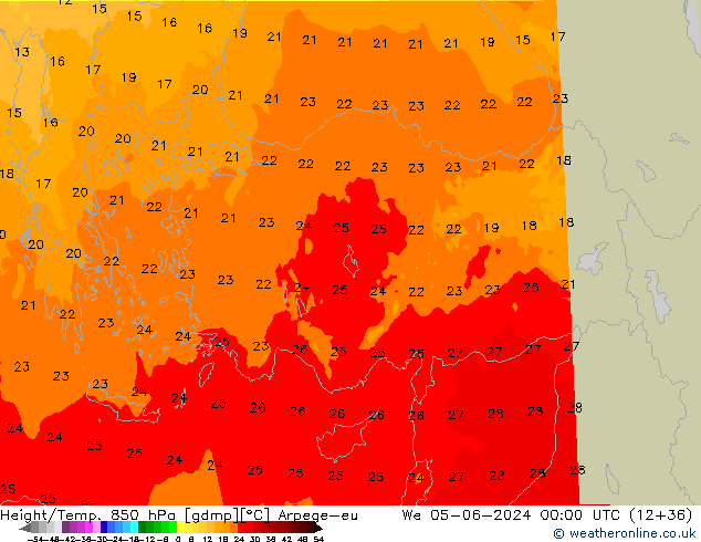 Height/Temp. 850 hPa Arpege-eu We 05.06.2024 00 UTC