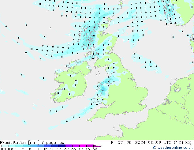 Niederschlag Arpege-eu Fr 07.06.2024 09 UTC