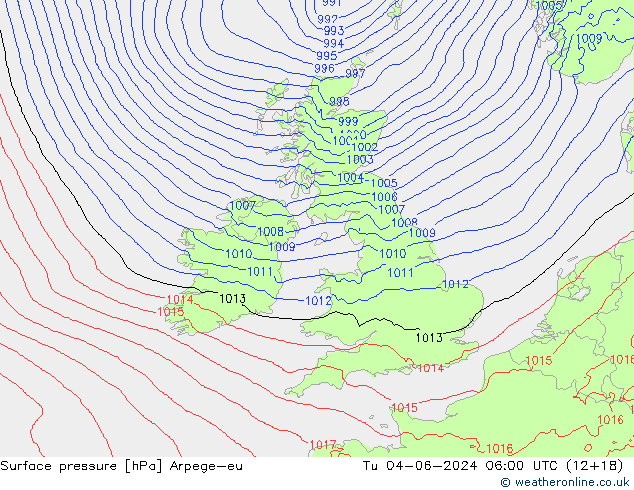 приземное давление Arpege-eu вт 04.06.2024 06 UTC
