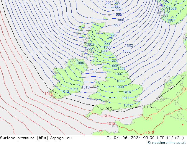 Luchtdruk (Grond) Arpege-eu di 04.06.2024 09 UTC