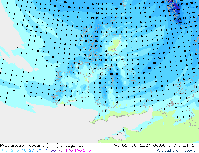 Toplam Yağış Arpege-eu Çar 05.06.2024 06 UTC