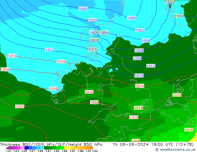 Dikte 850-1000 hPa Arpege-eu do 06.06.2024 18 UTC