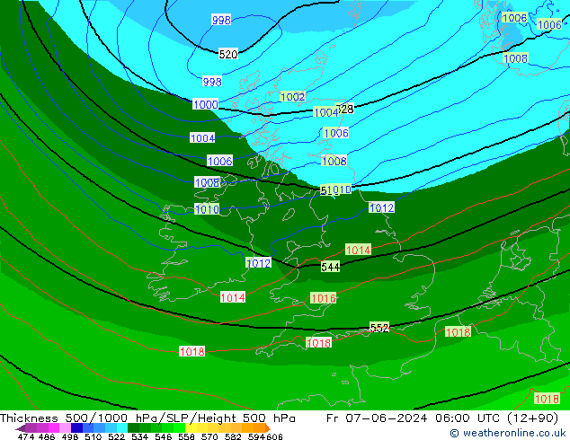 Thck 500-1000гПа Arpege-eu пт 07.06.2024 06 UTC
