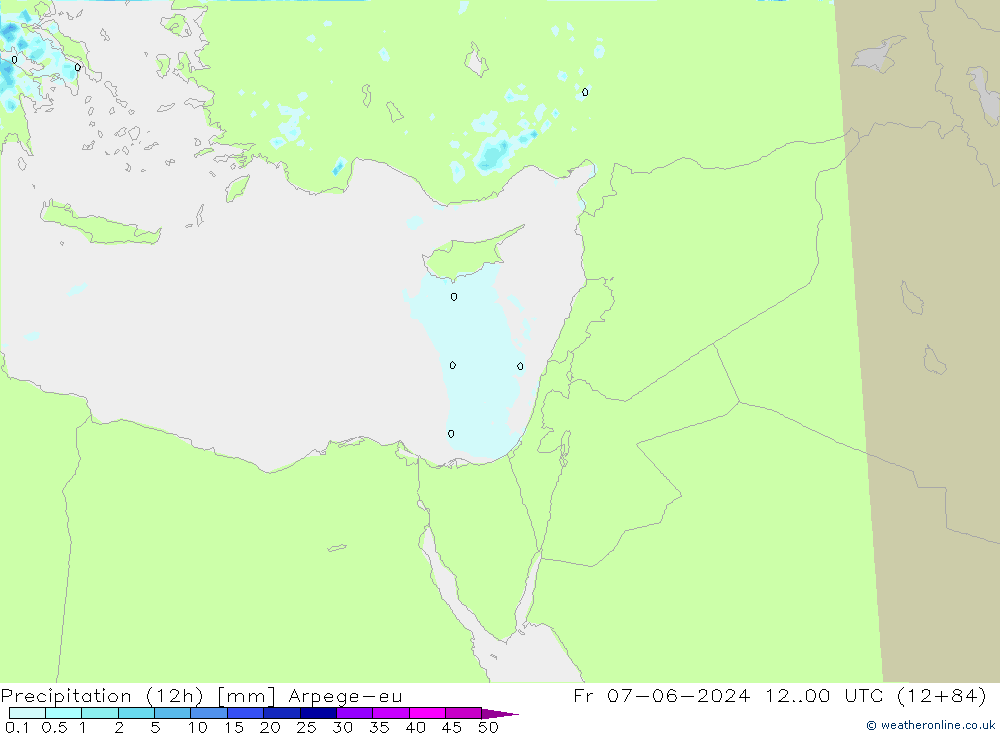 Yağış (12h) Arpege-eu Cu 07.06.2024 00 UTC