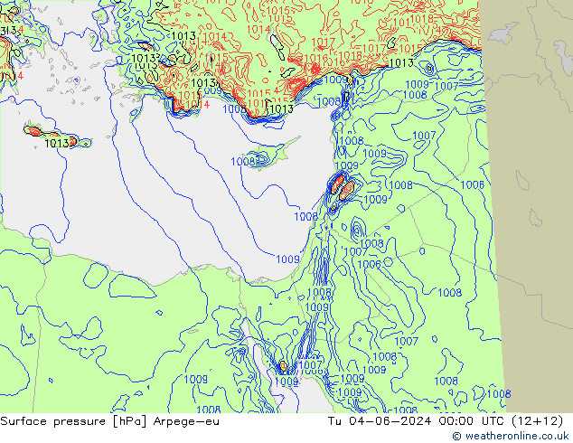 Atmosférický tlak Arpege-eu Út 04.06.2024 00 UTC