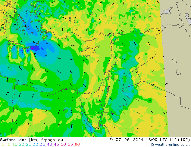 Surface wind Arpege-eu Fr 07.06.2024 18 UTC