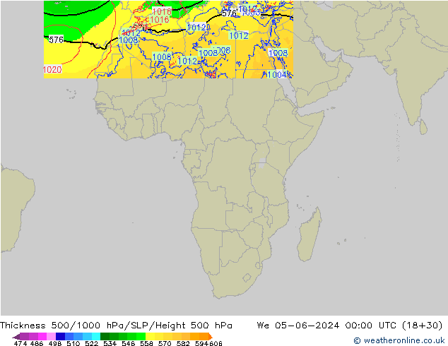 Thck 500-1000hPa Arpege-eu Qua 05.06.2024 00 UTC