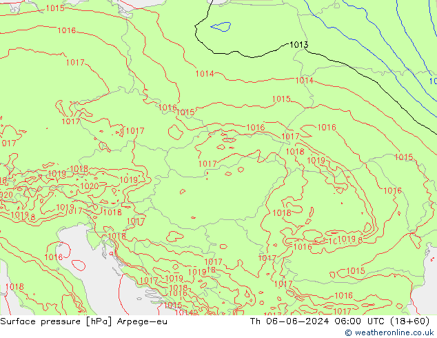 Pressione al suolo Arpege-eu gio 06.06.2024 06 UTC