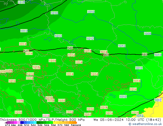 Thck 500-1000hPa Arpege-eu mer 05.06.2024 12 UTC