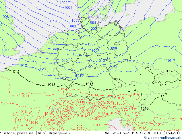 Surface pressure Arpege-eu We 05.06.2024 00 UTC