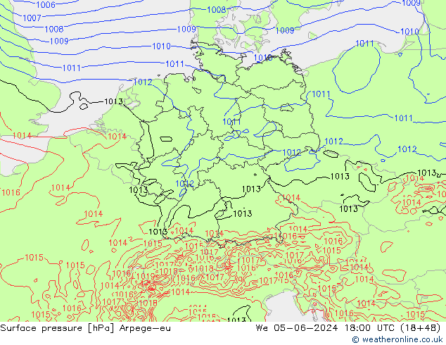 Luchtdruk (Grond) Arpege-eu wo 05.06.2024 18 UTC
