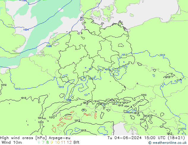 High wind areas Arpege-eu mar 04.06.2024 15 UTC