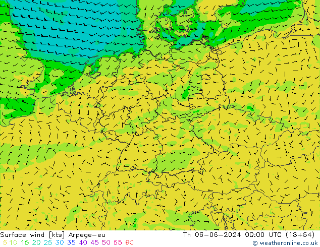 Rüzgar 10 m Arpege-eu Per 06.06.2024 00 UTC