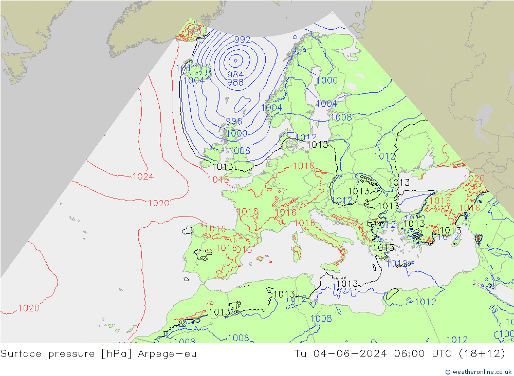 pression de l'air Arpege-eu mar 04.06.2024 06 UTC