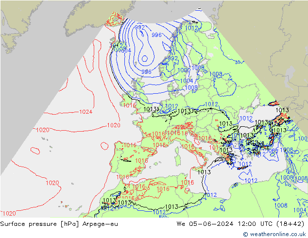 Yer basıncı Arpege-eu Çar 05.06.2024 12 UTC