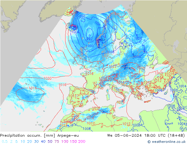 Precipitation accum. Arpege-eu ср 05.06.2024 18 UTC