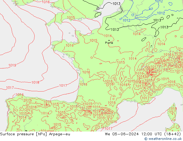 Luchtdruk (Grond) Arpege-eu wo 05.06.2024 12 UTC