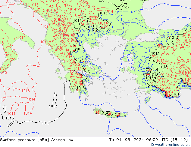 приземное давление Arpege-eu вт 04.06.2024 06 UTC