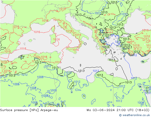 Yer basıncı Arpege-eu Pzt 03.06.2024 21 UTC