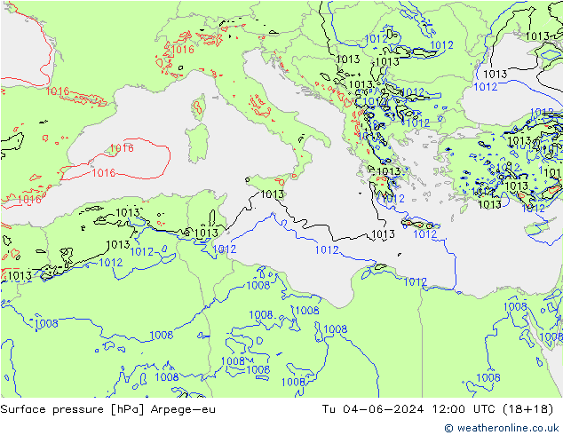 Yer basıncı Arpege-eu Sa 04.06.2024 12 UTC