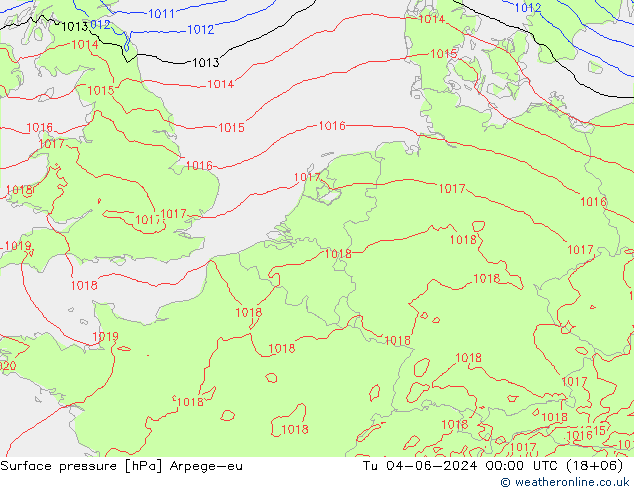 Surface pressure Arpege-eu Tu 04.06.2024 00 UTC