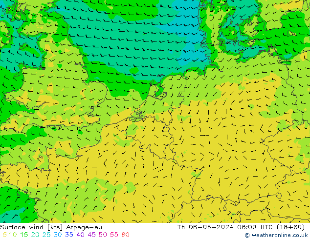 Bodenwind Arpege-eu Do 06.06.2024 06 UTC