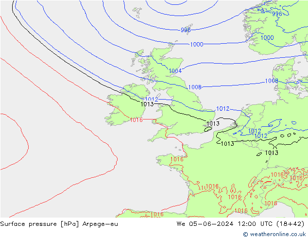 приземное давление Arpege-eu ср 05.06.2024 12 UTC