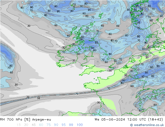 700 hPa Nispi Nem Arpege-eu Çar 05.06.2024 12 UTC