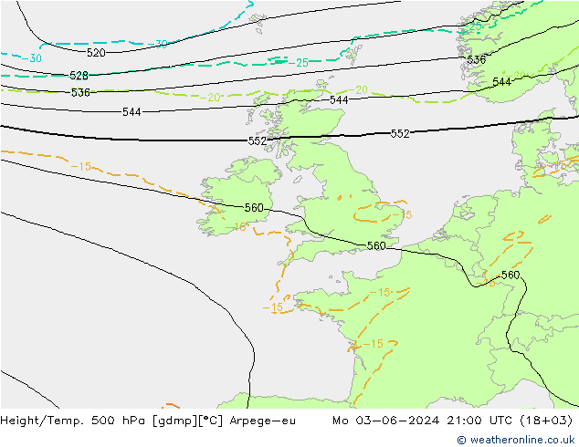 Geop./Temp. 500 hPa Arpege-eu lun 03.06.2024 21 UTC