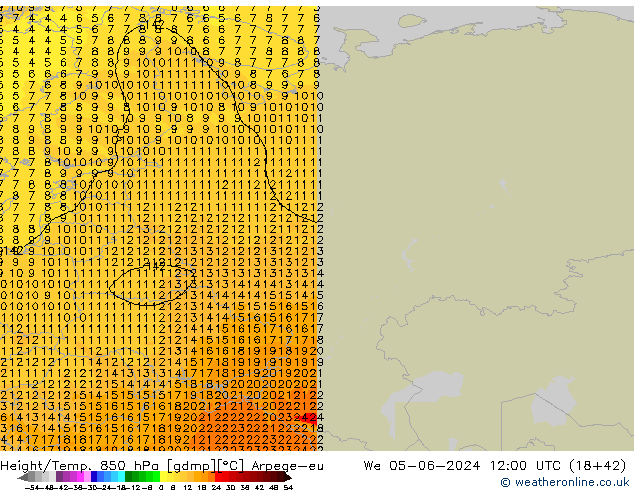 Height/Temp. 850 hPa Arpege-eu St 05.06.2024 12 UTC