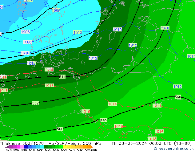 Thck 500-1000hPa Arpege-eu  06.06.2024 06 UTC