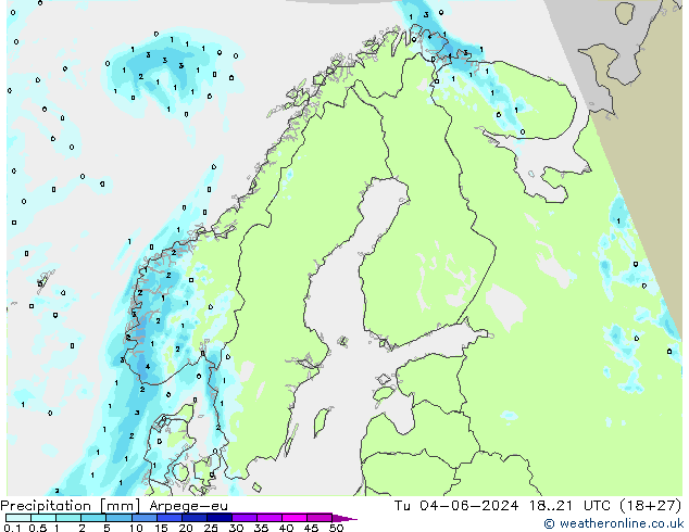 Precipitazione Arpege-eu mar 04.06.2024 21 UTC