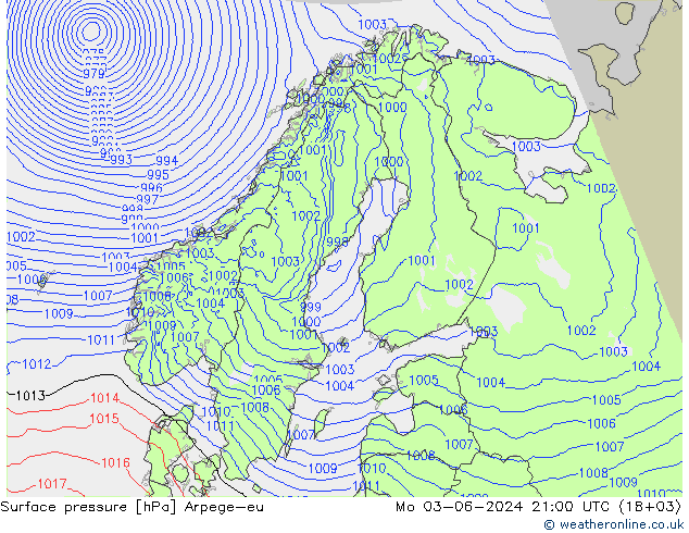 Luchtdruk (Grond) Arpege-eu ma 03.06.2024 21 UTC